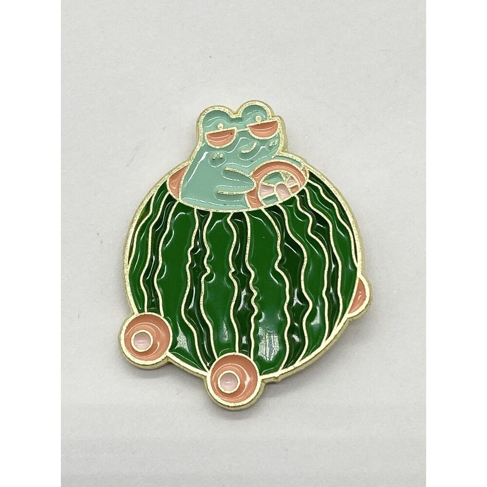 Frog Driving Watermelon Fruit Car Fun Funny‎ Lapel Pin